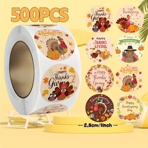 500 Fall- Thanksgiving Thank You Stickers